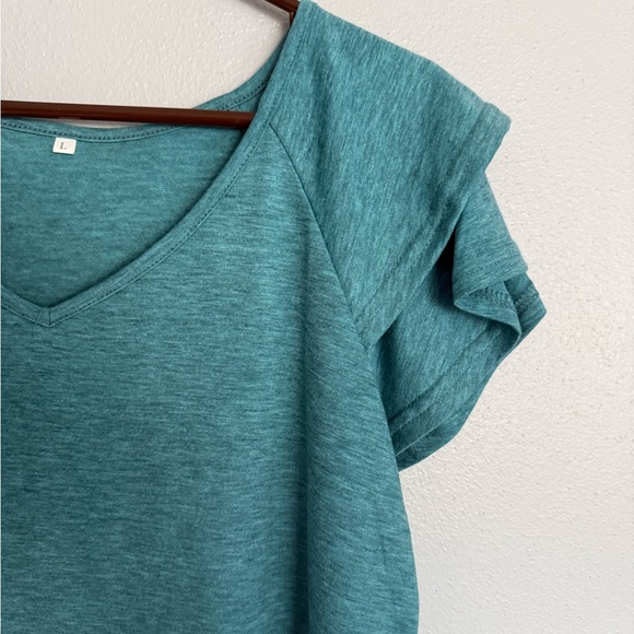 Chic Teal Ruffle Sleeve Top - Picture 4 of 4